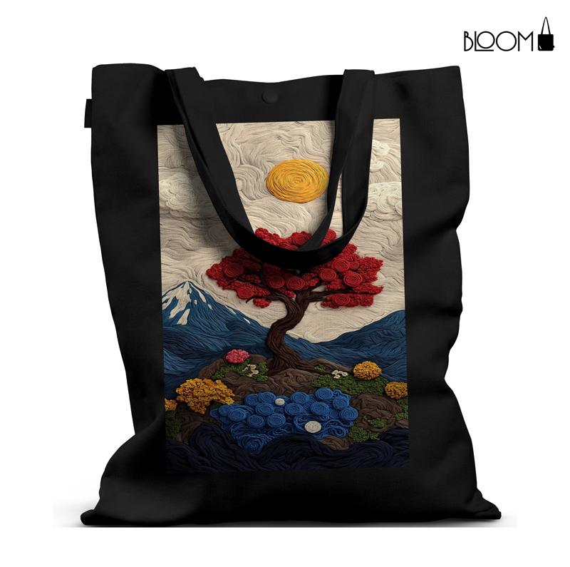 Blossom Earth – Textured Landscape Nature Art Tote