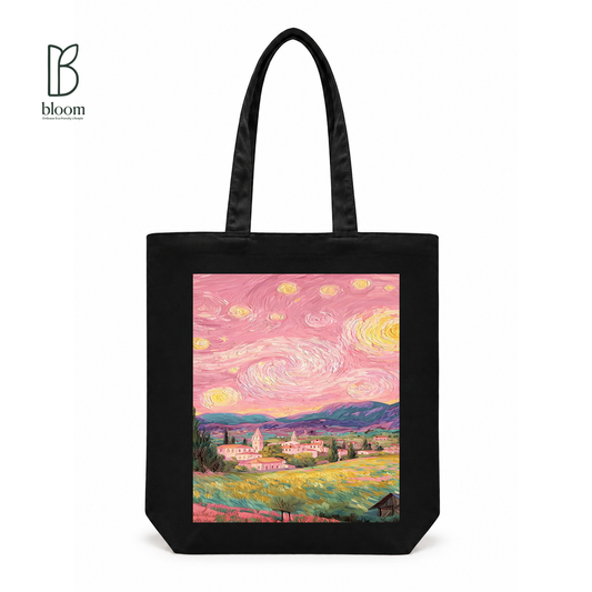 Rose Nights canvas tote bag - Regular Black | Bloom Bags BD