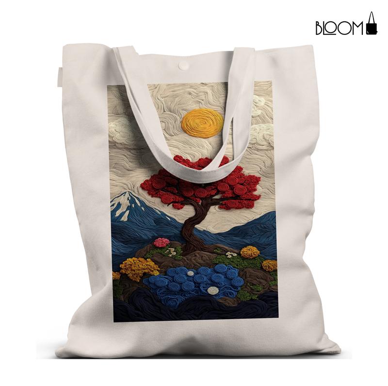 Blossom Earth – Textured Landscape Nature Art Tote