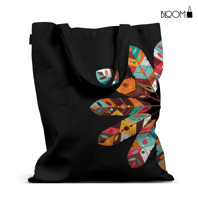 Tribal Feathers – Boho Geometric Print Tote Bag