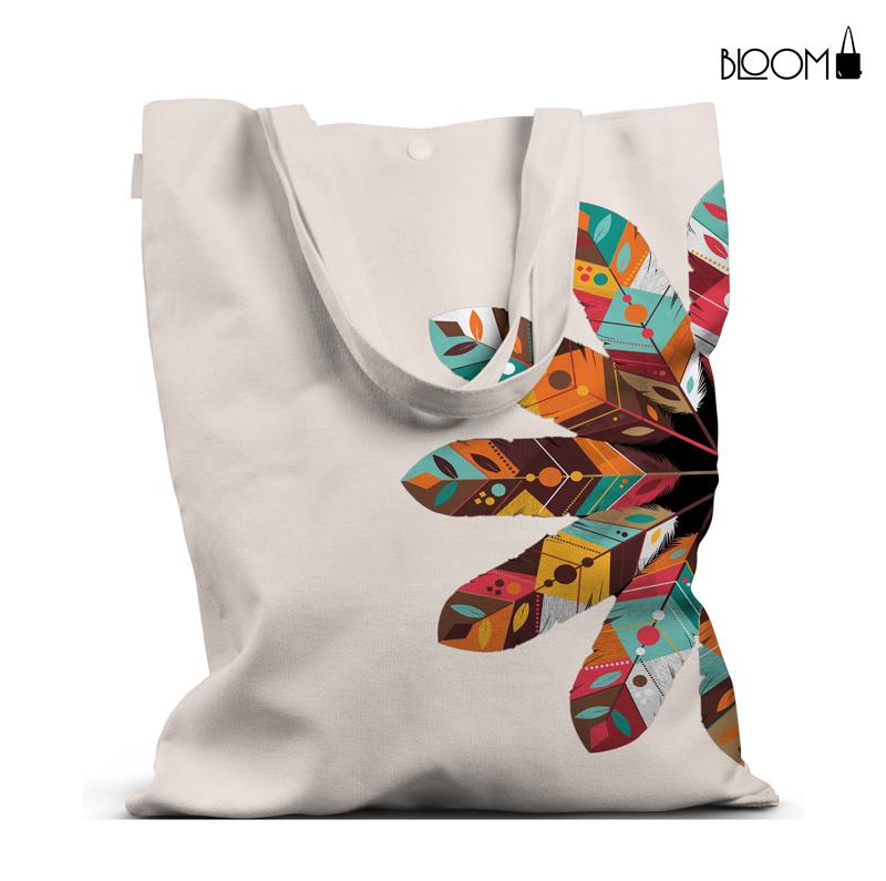 Tribal Feathers – Boho Geometric Print Tote Bag