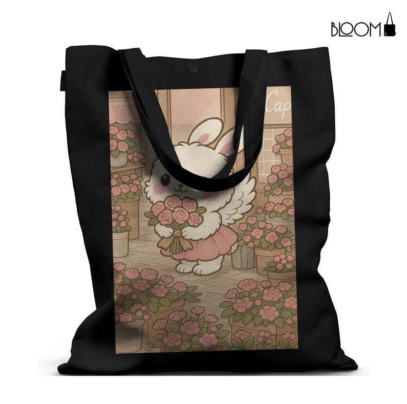 Bunny in Bloom – Kawaii Floral Cafe Tote Bag