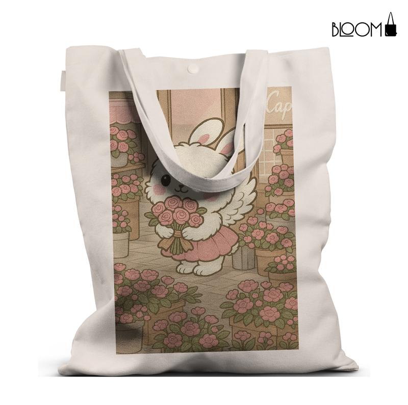 Bunny in Bloom – Kawaii Floral Cafe Tote Bag