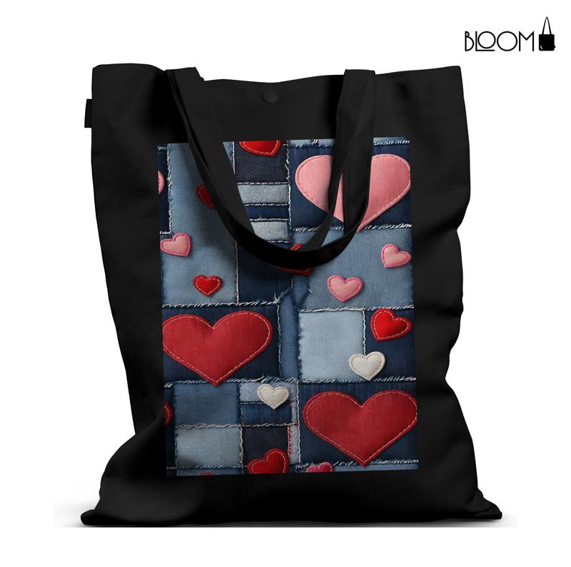 Denim Heart Patch Tote