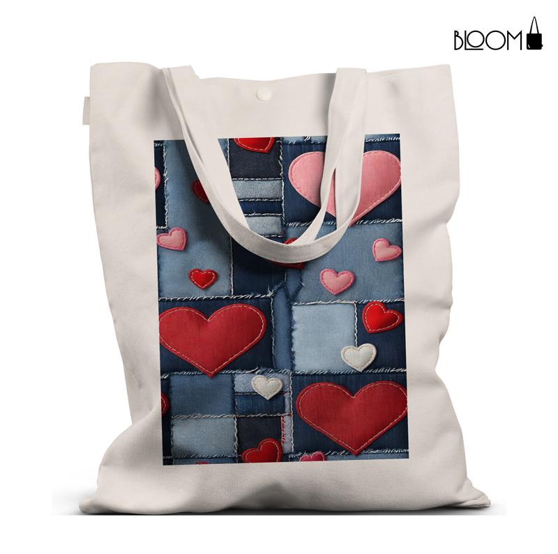 Denim Heart Patch Tote