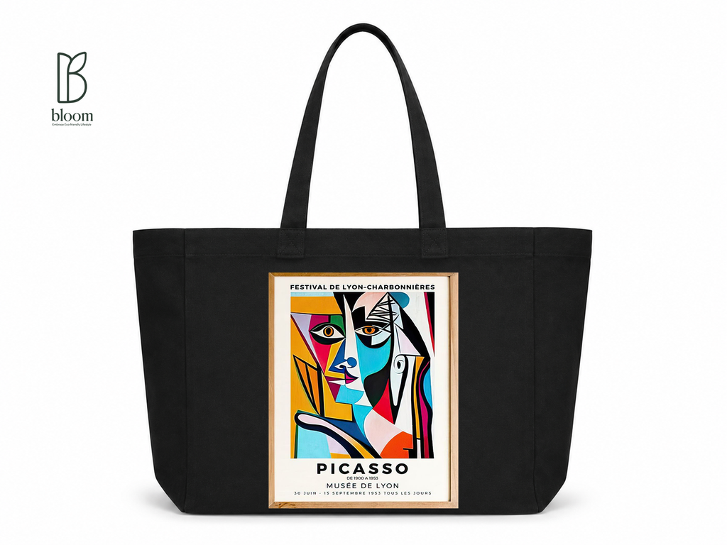 Fragmented Muse canvas tote bag - Extended Black | Bloom Bags BD