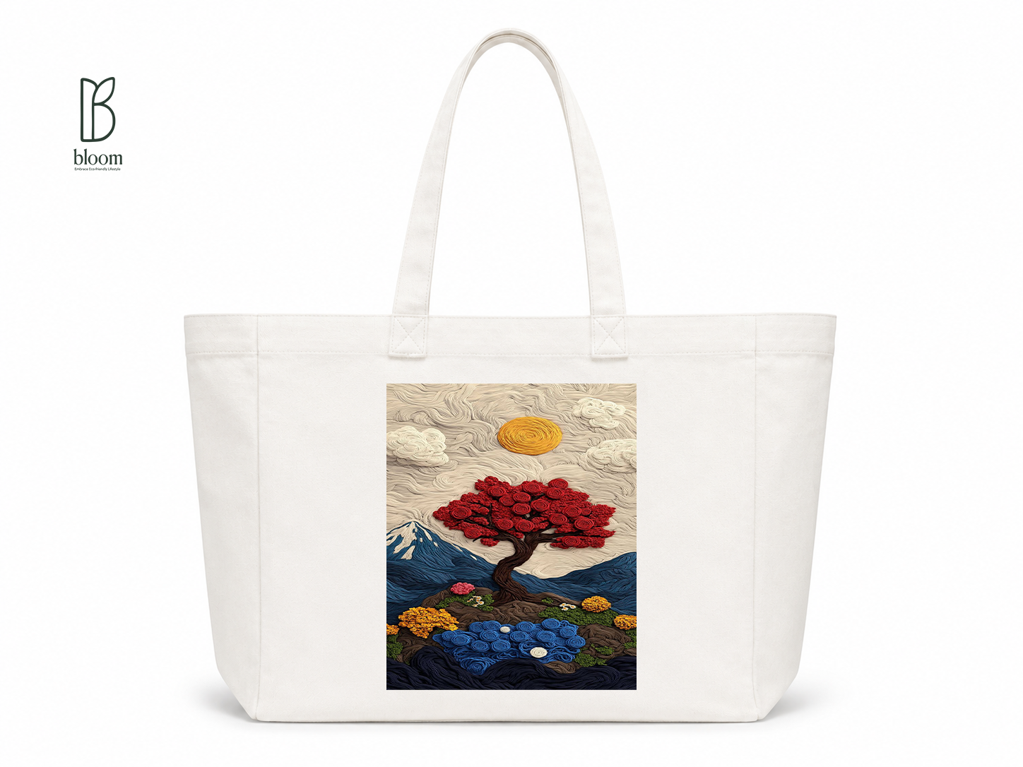 Crimson Bonsai canvas tote bag - Extended White | Bloom Bags BD