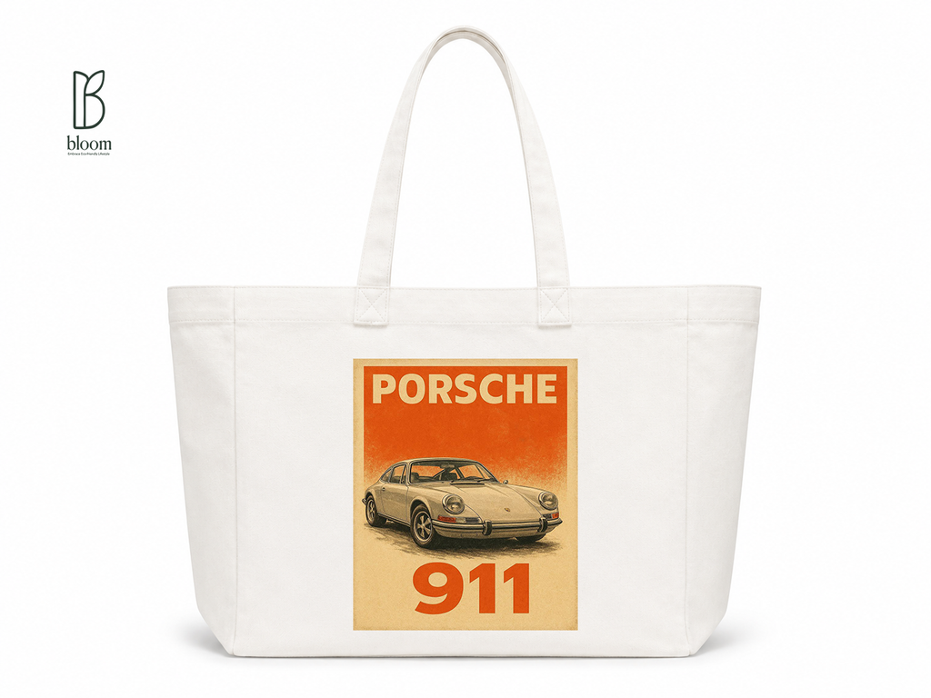 Vintage 911 Canvas Tote Bag - Extended White | Bloom Bags BD