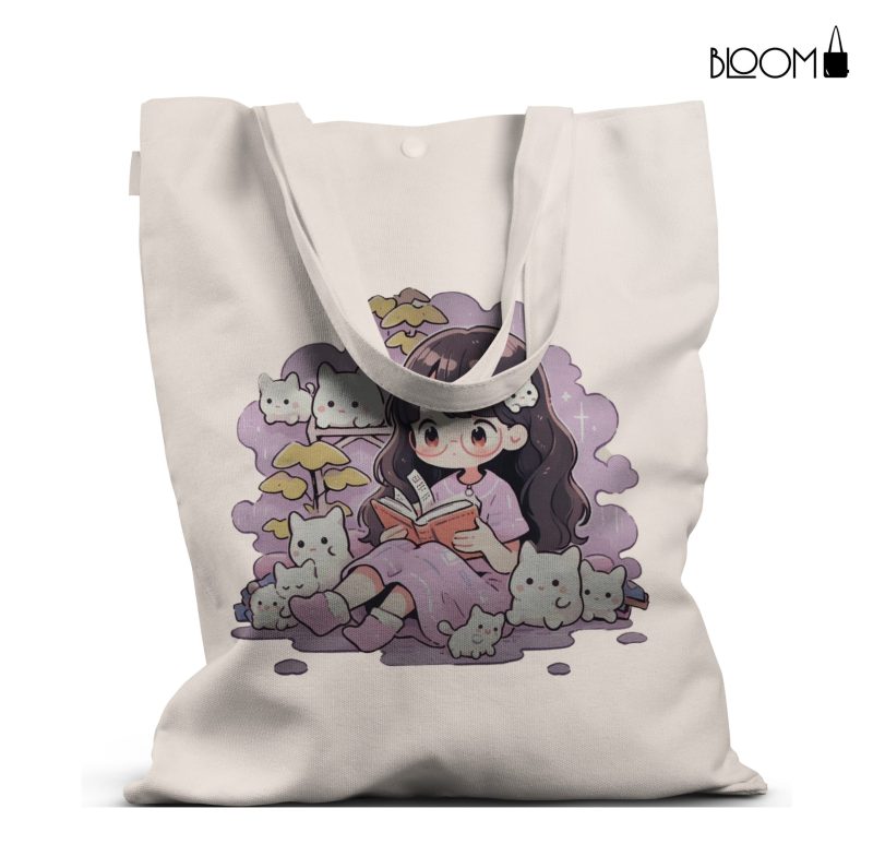 Girl with Kitties Tote Bag
