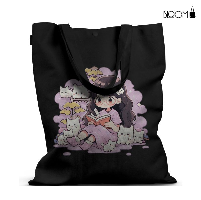 Girl with Kitties Tote Bag