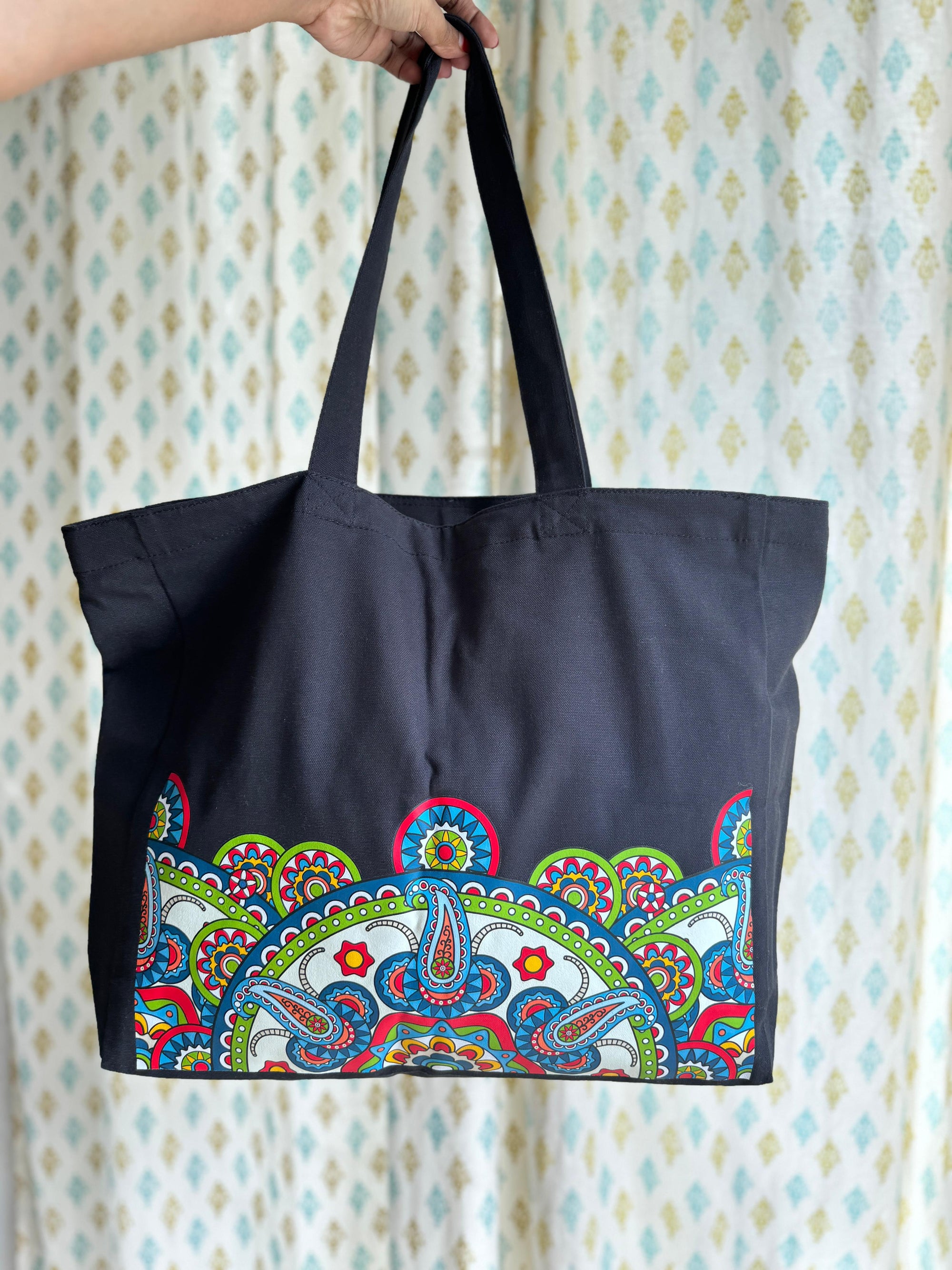 Sunburst Paisley Bloom Canvas Tote Bag