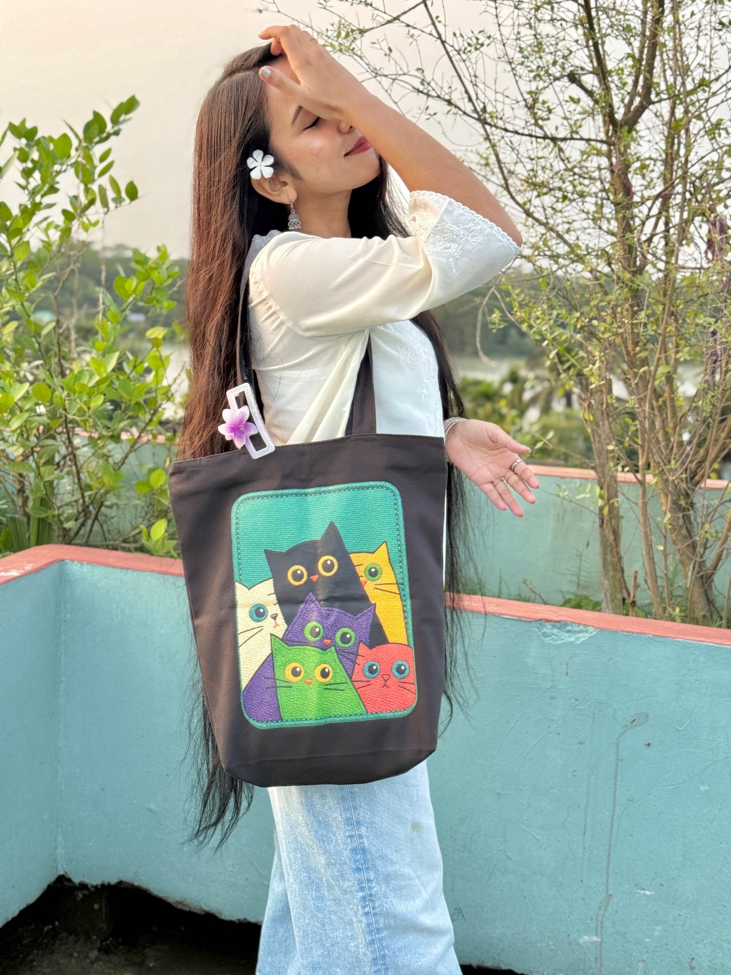 Rainbow Cat Squad Canvas Tote Bag