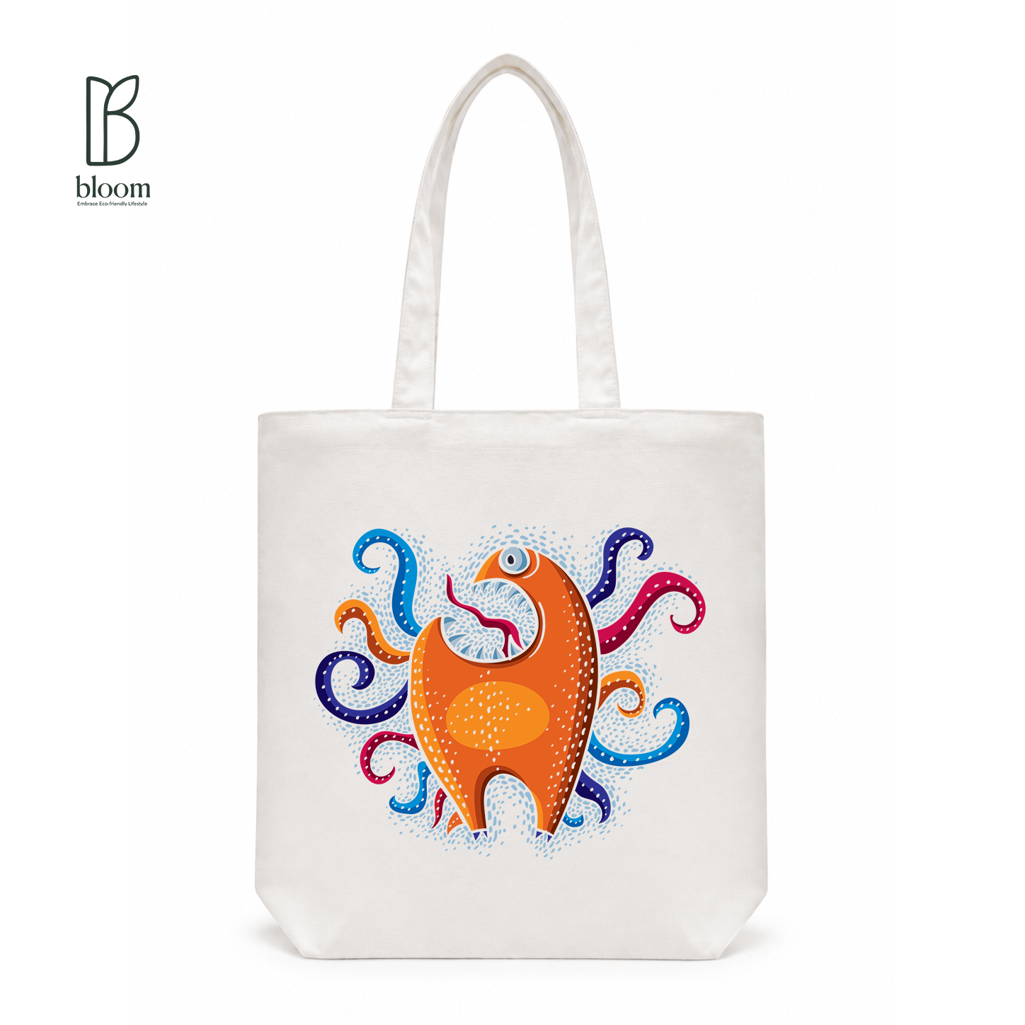 Whimsical Sea Creature Canvas Tote Bag - Regular White | Bloom Bags BD