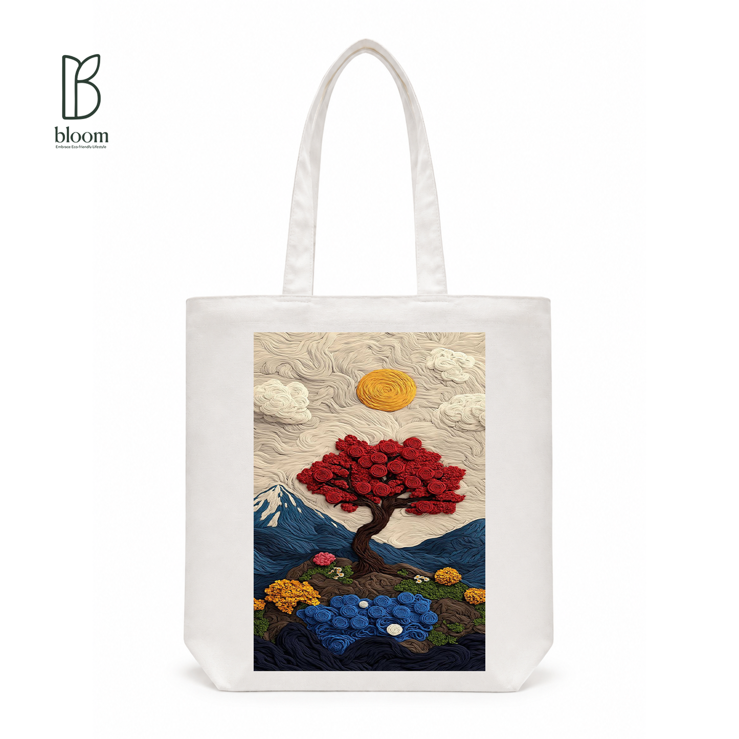 Crimson Bonsai canvas tote bag - Regular White | Bloom Bags BD