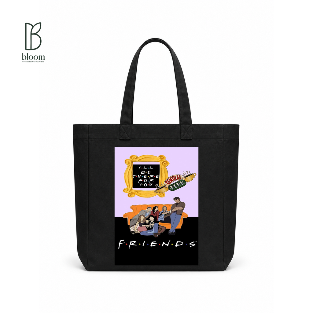 I'll Be There canvas tote bag - Square Black | Bloom Bags BD