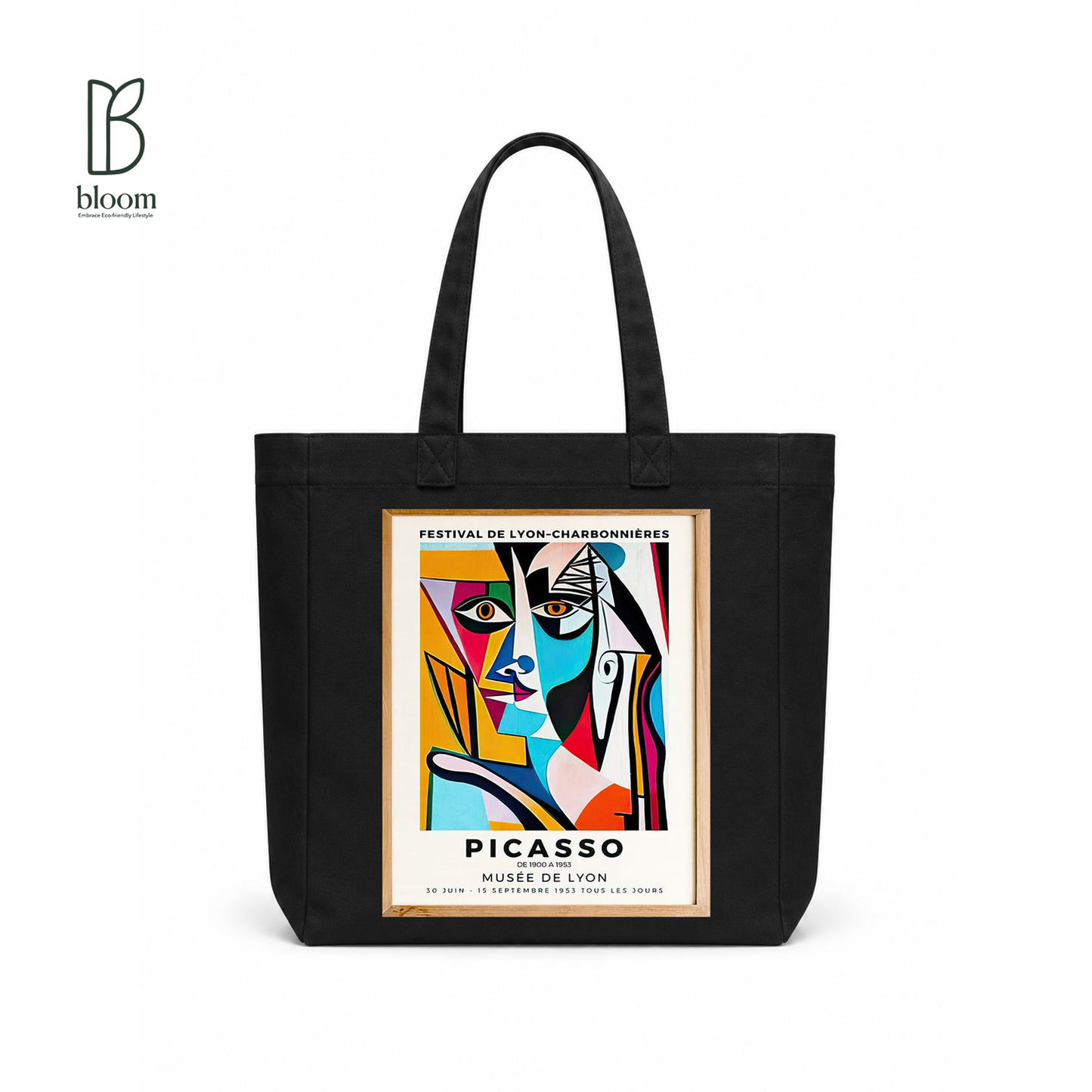 Fragmented Muse canvas tote bag - Square Black | Bloom Bags BD