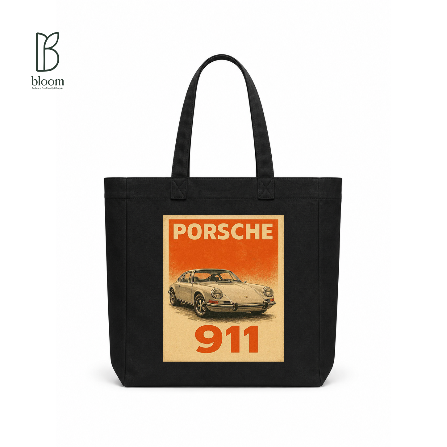 Vintage 911 Canvas Tote Bag - Square Black | Bloom Bags BD