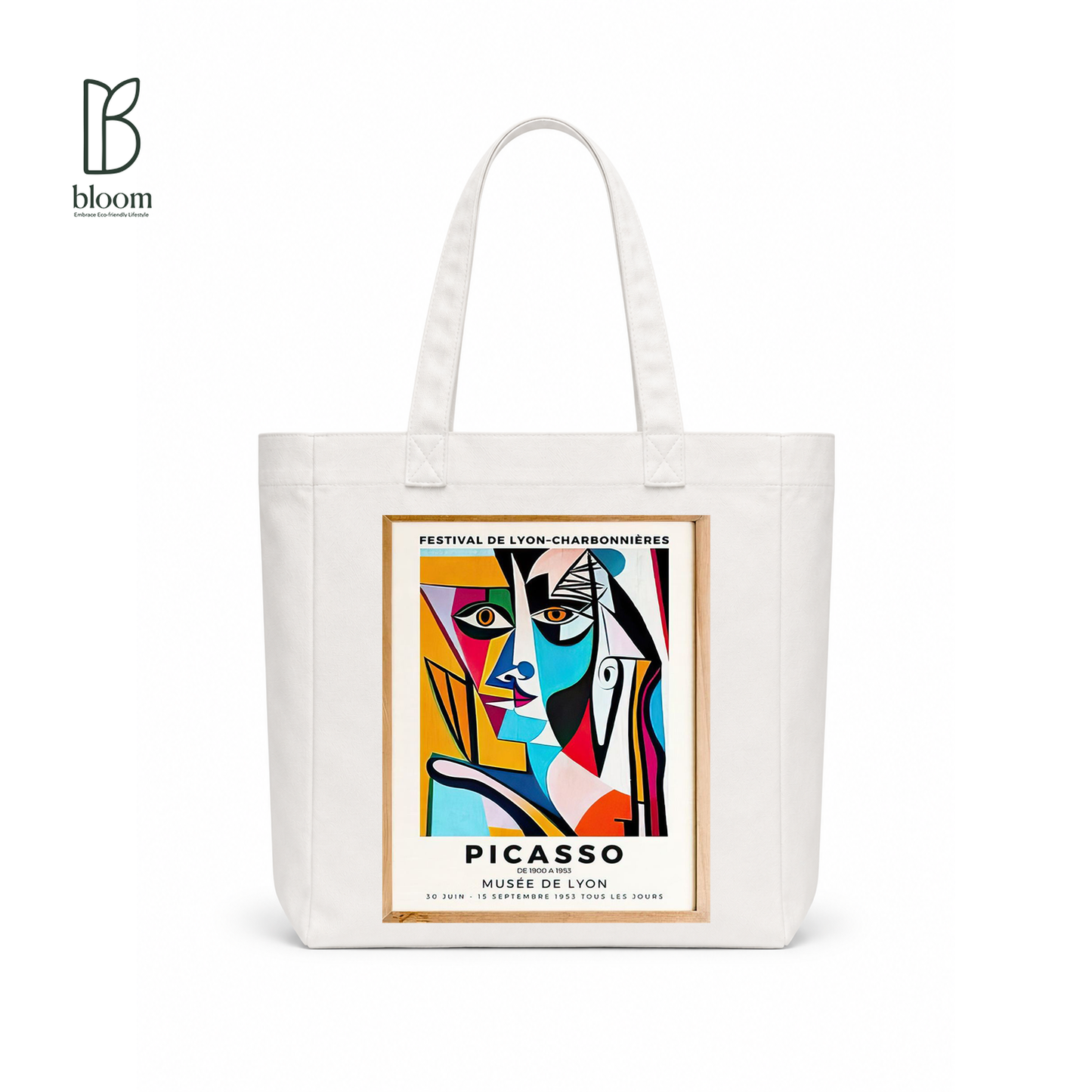 Fragmented Muse canvas tote bag - Square White | Bloom Bags BD