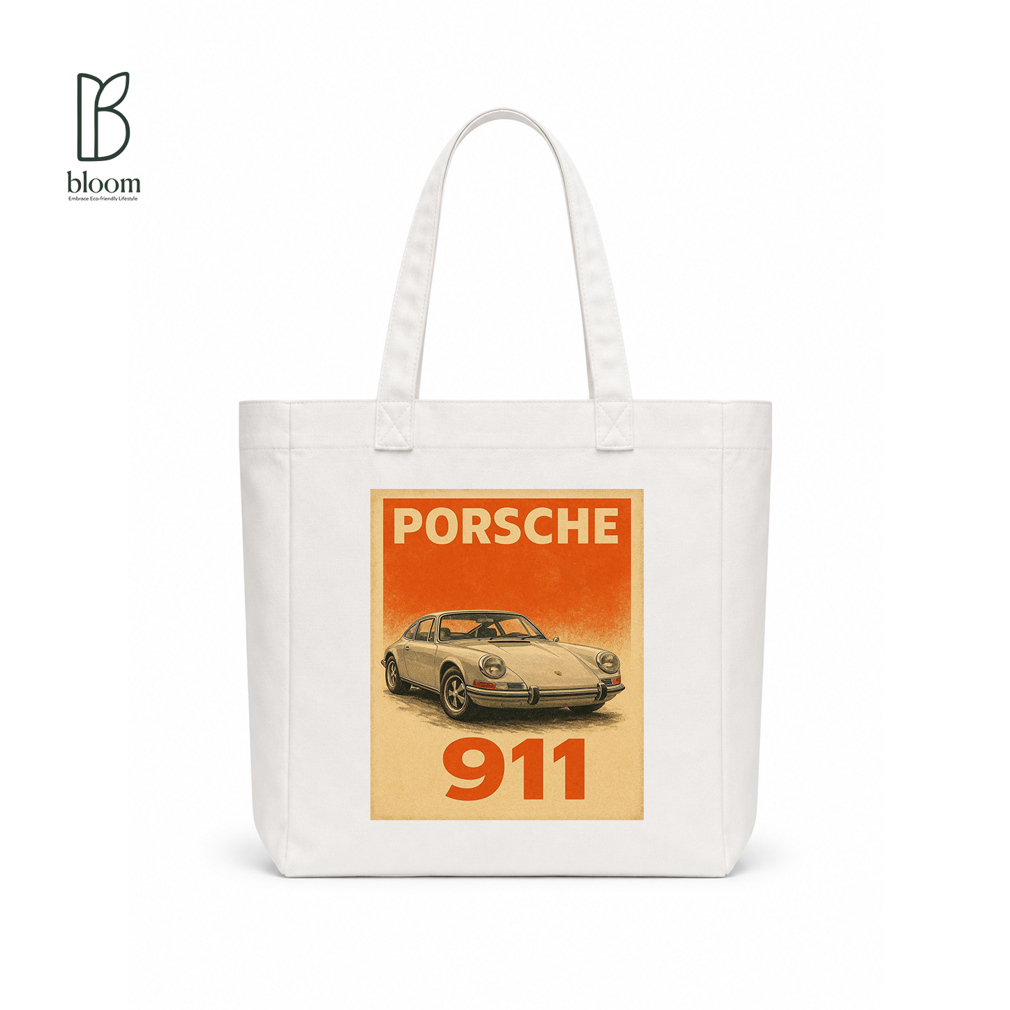Vintage 911 Canvas Tote Bag - Square White | Bloom Bags BD