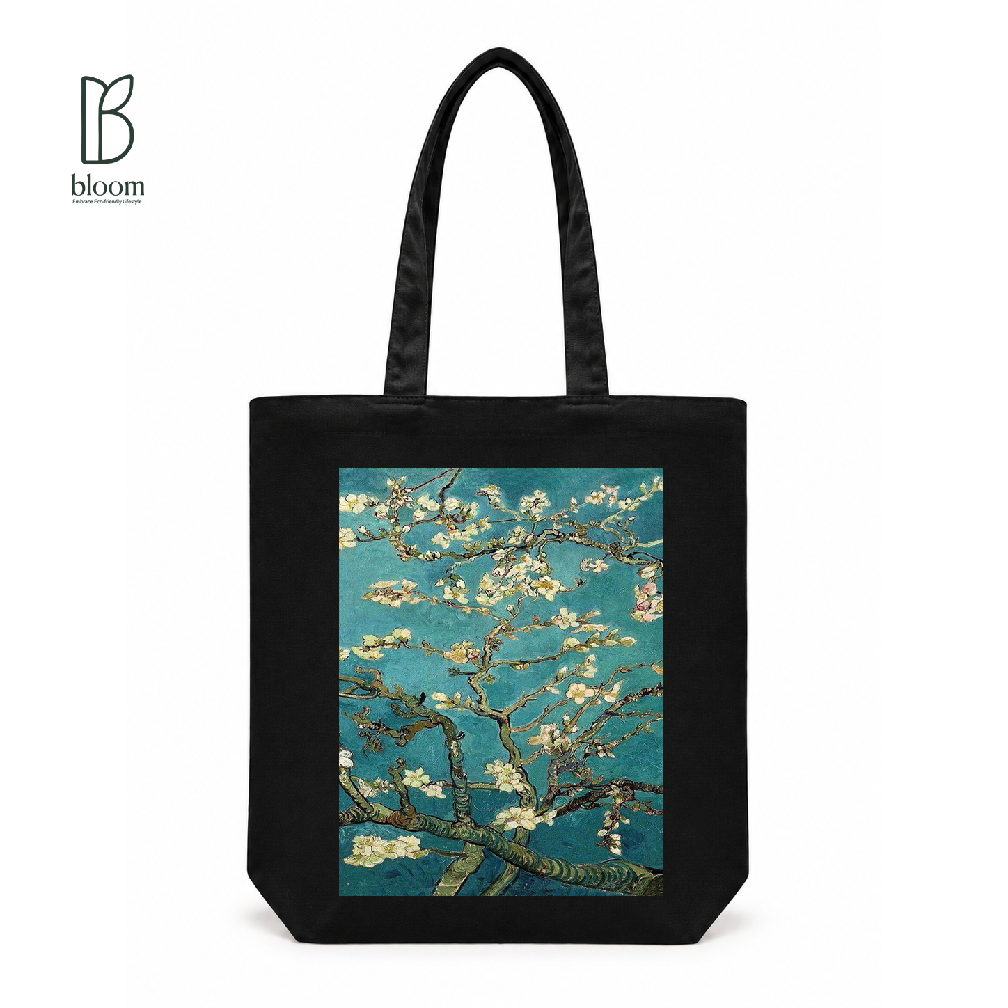 Almond Blossom canvas tote bag - Regular Black | Bloom Bags BD