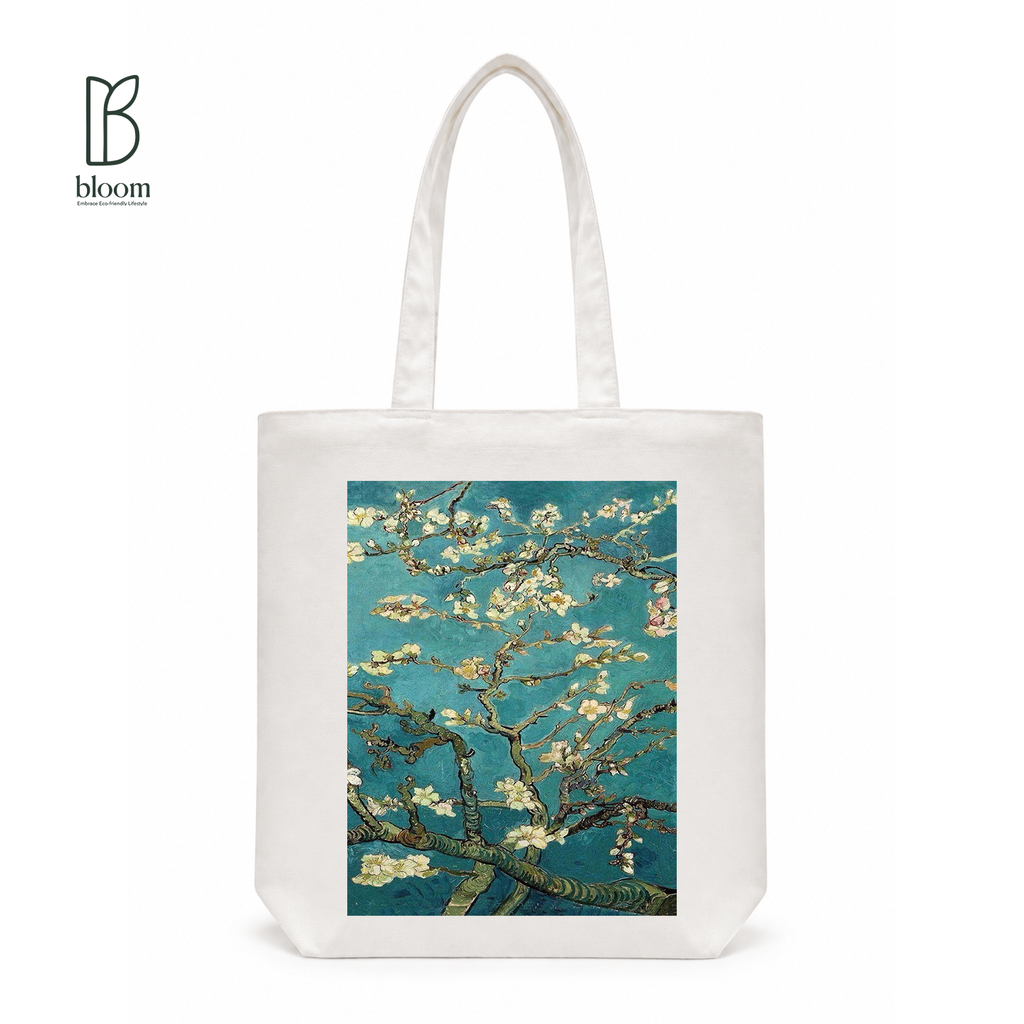 Almond Blossom canvas tote bag - Regular White | Bloom Bags BD