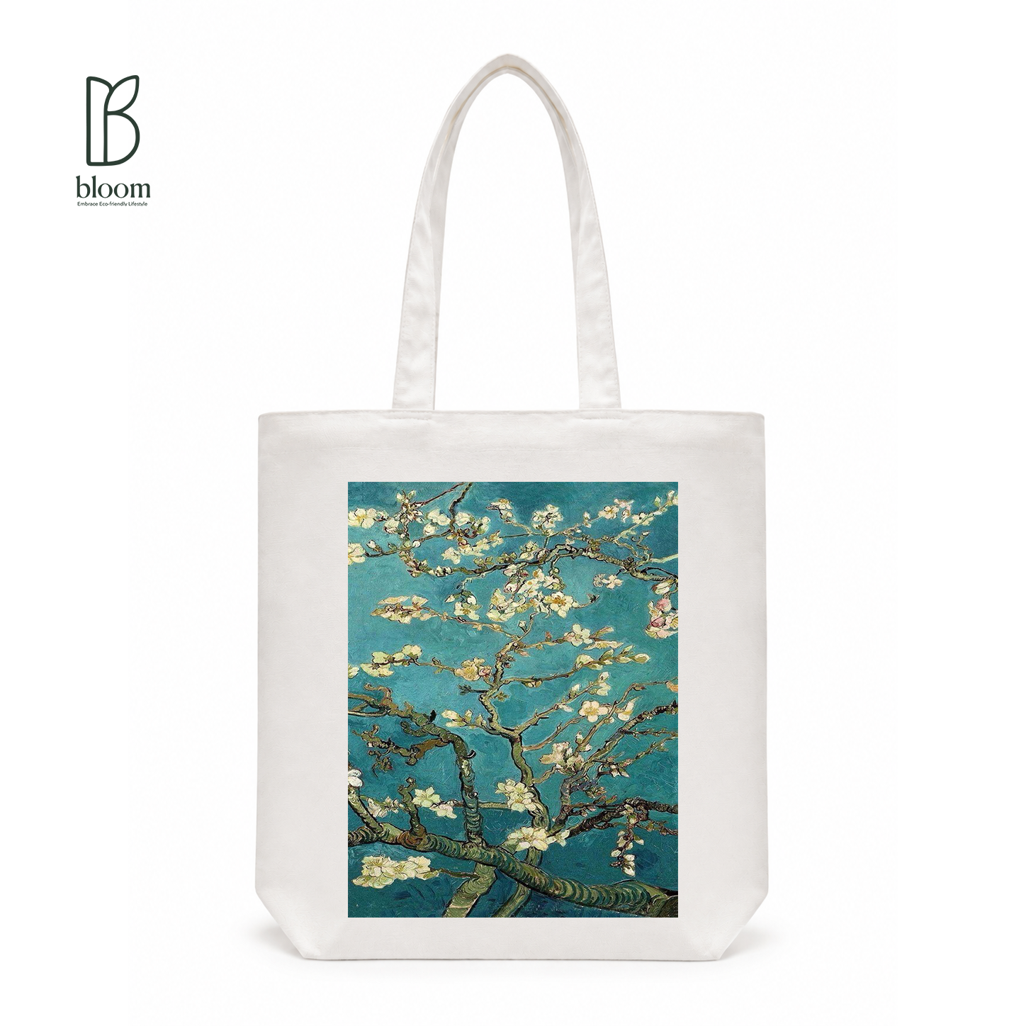 Almond Blossom canvas tote bag - Regular White | Bloom Bags BD