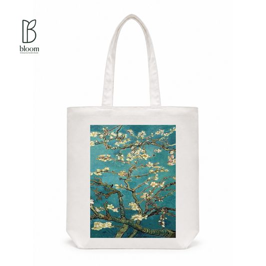 Almond Blossom canvas tote bag - Regular White | Bloom Bags BD