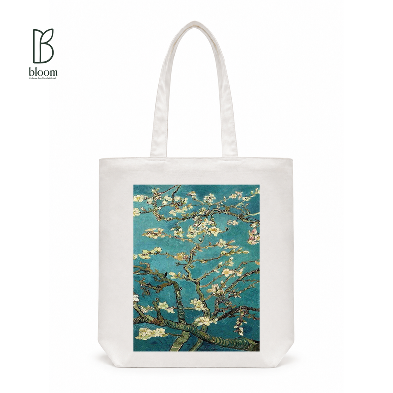 Almond Blossom canvas tote bag - Regular White | Bloom Bags BD