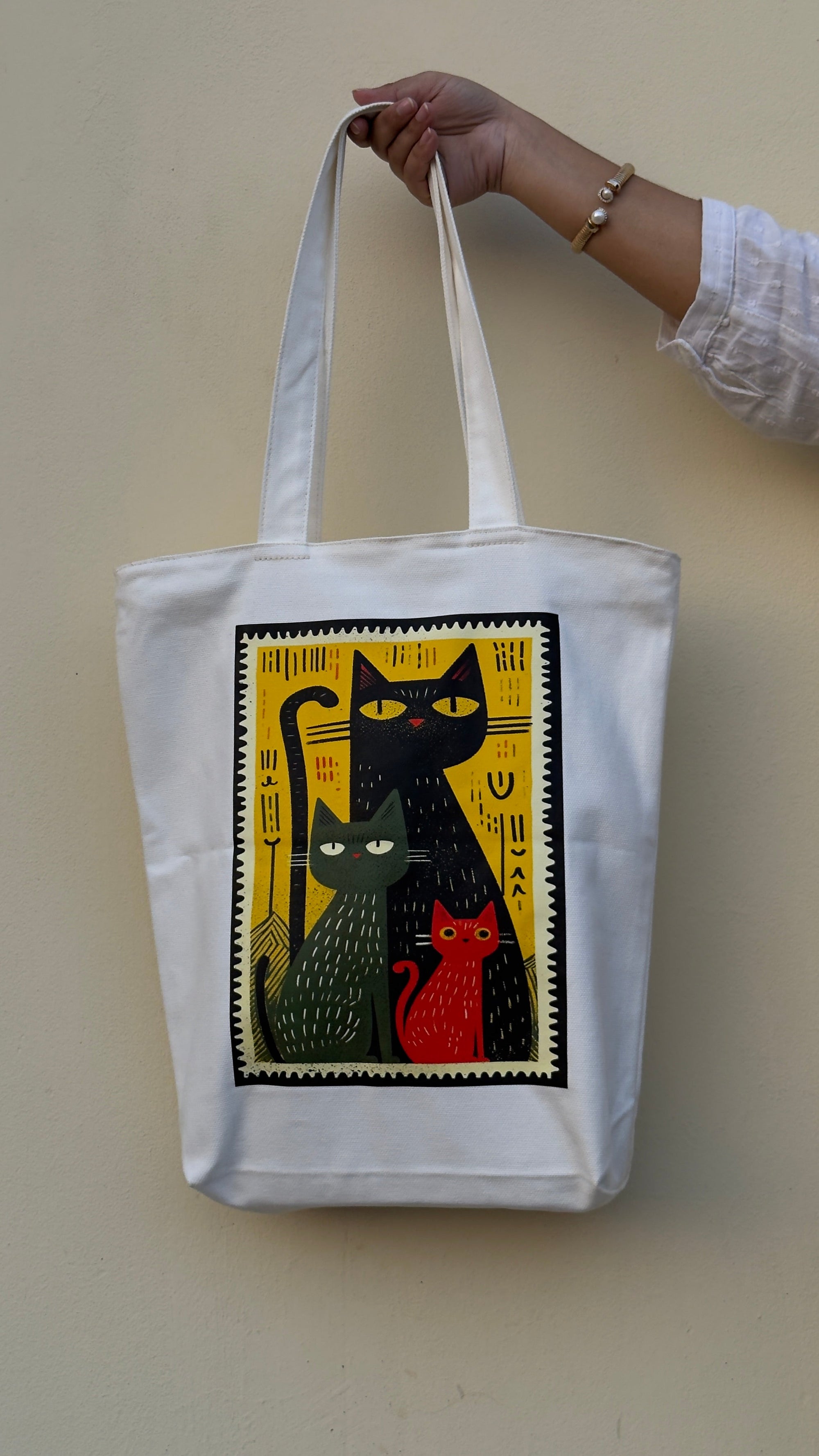 Ankh Cats canvas tote bag - lifestyle photo | Bloom Bags BD
