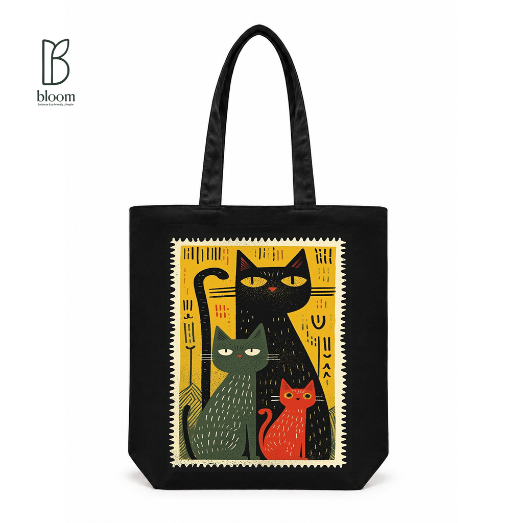 Ankh Cats canvas tote bag - Regular Black | Bloom Bags BD