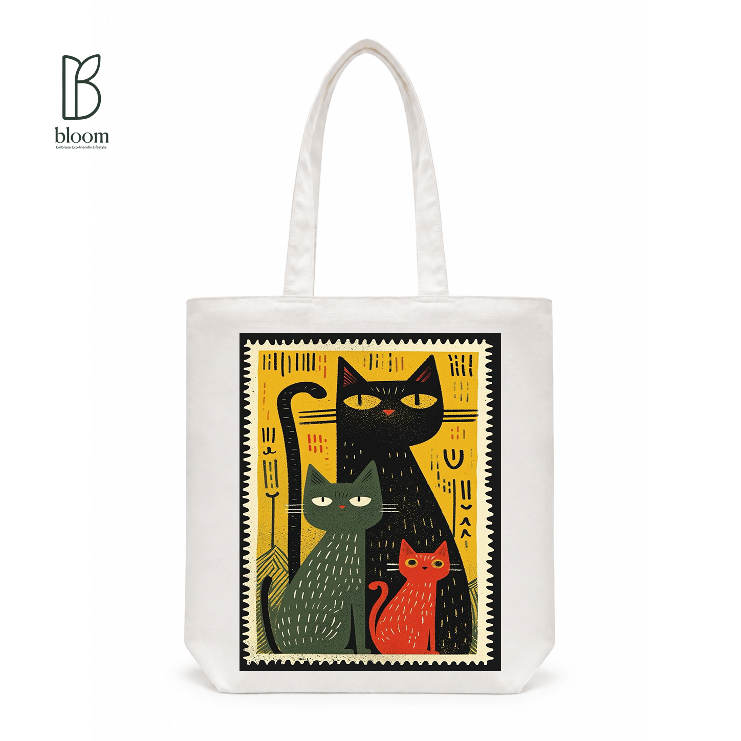 Ankh Cats canvas tote bag - Regular White | Bloom Bags BD