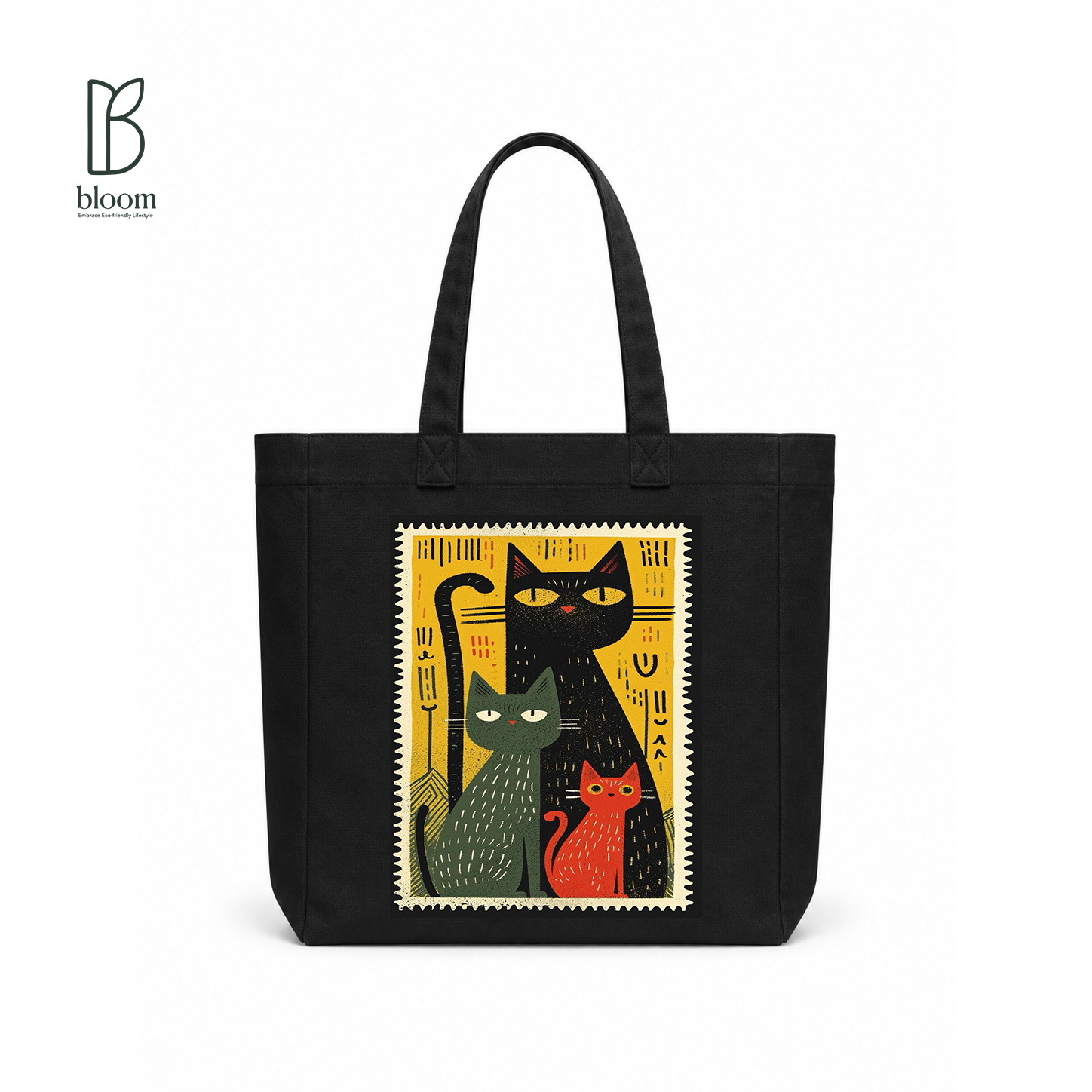 Ankh Cats canvas tote bag - Square Black | Bloom Bags BD