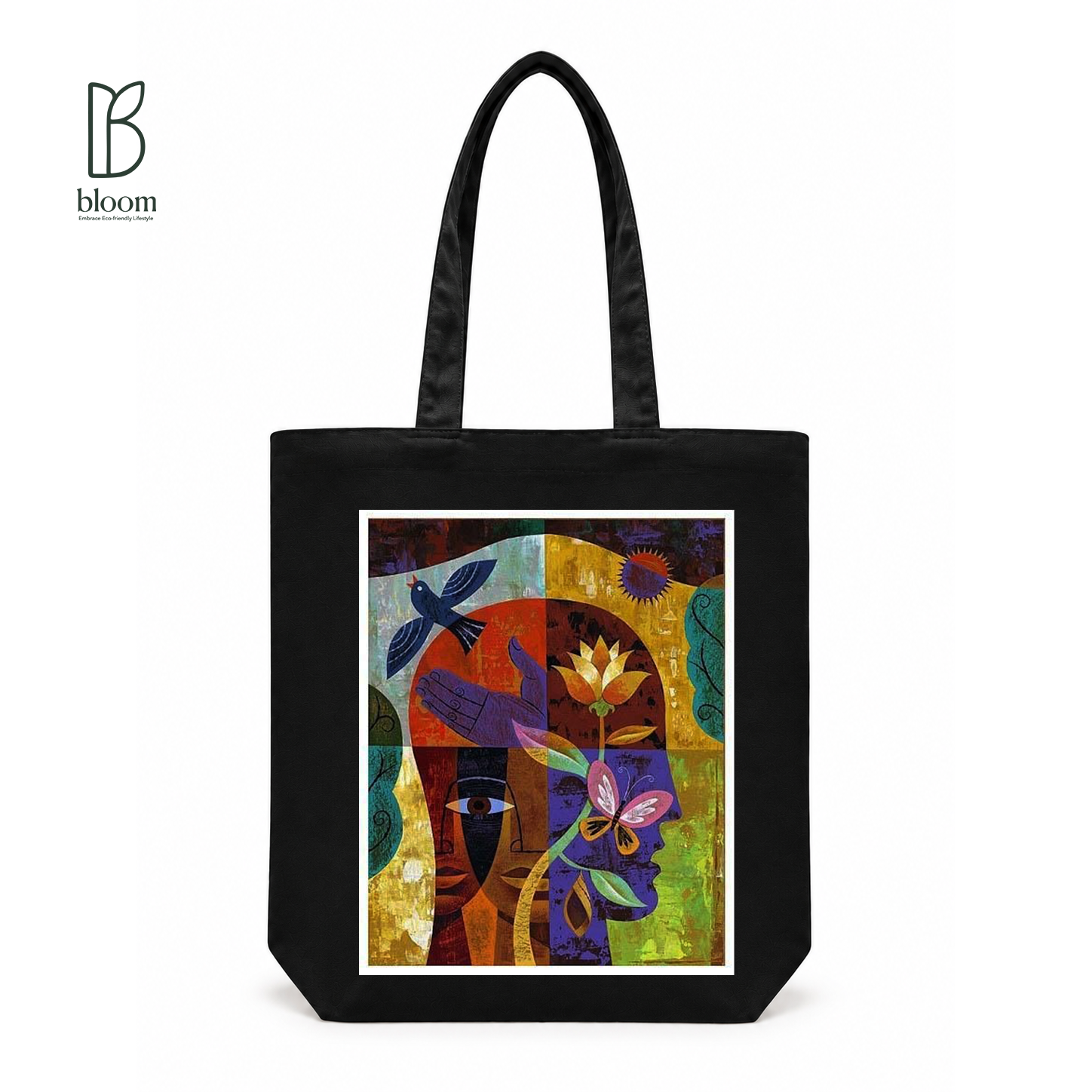 Awakening Bloom canvas tote bag - Regular Black | Bloom Bags BD
