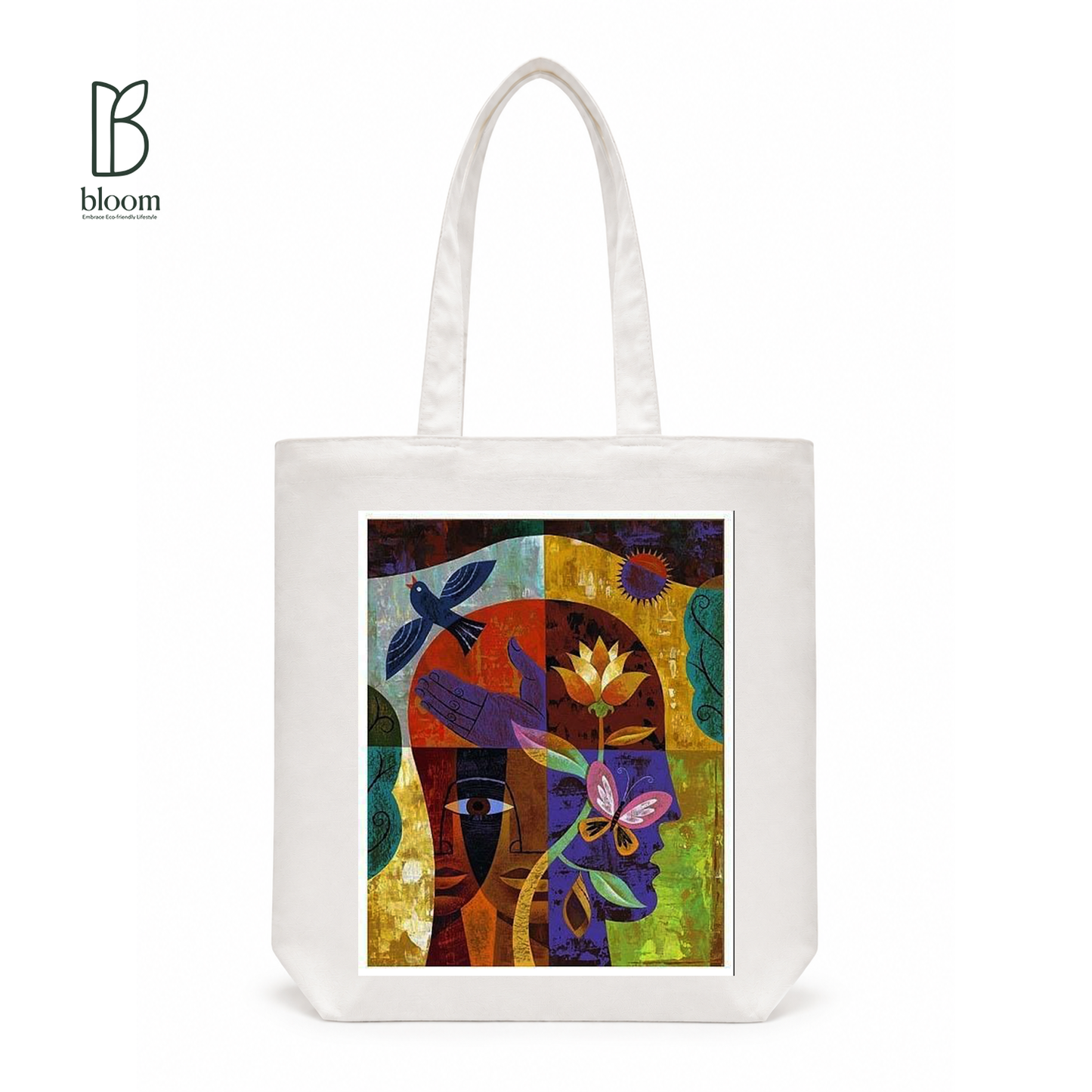 Awakening Bloom canvas tote bag - Regular White | Bloom Bags BD
