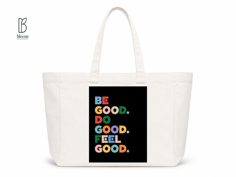 Be Good Do Good canvas tote bag - Extended White | Bloom Bags BD