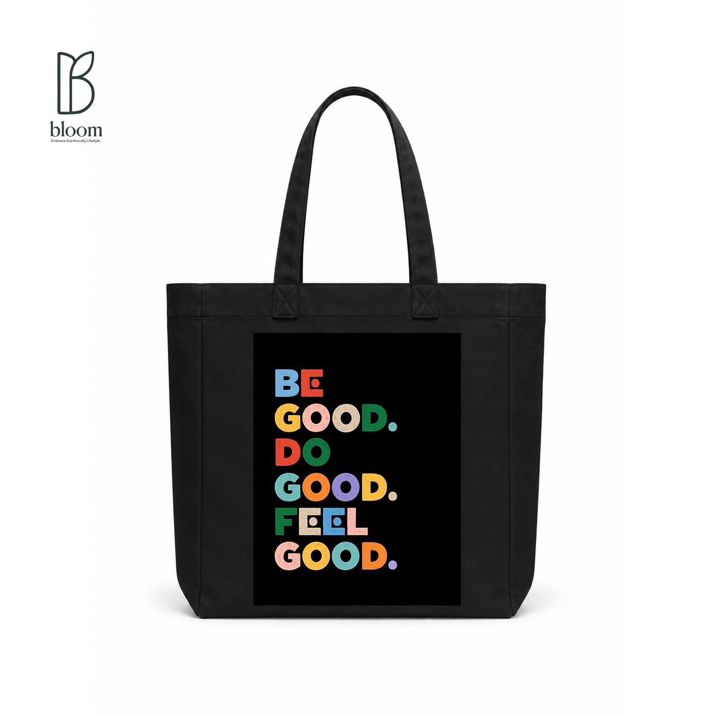 Be Good Do Good canvas tote bag - Square Black | Bloom Bags BD