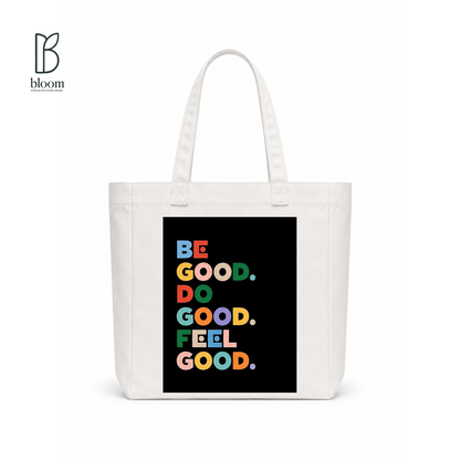 Be Good Do Good canvas tote bag - Square White | Bloom Bags BD