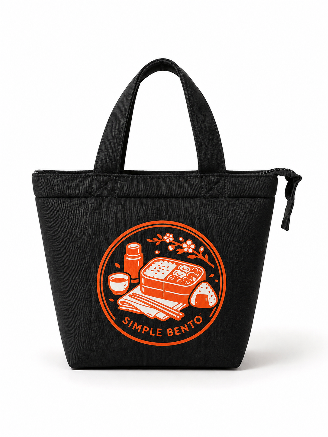 Bloom Bento mini insulated lunch tote in black canvas - front view