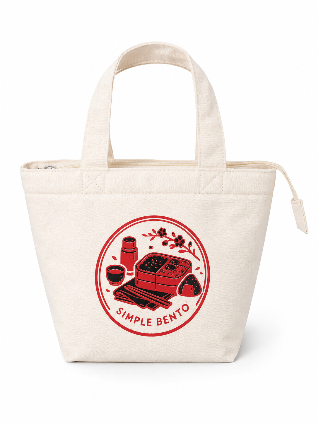 Bloom Bento mini insulated lunch tote in white canvas - front view