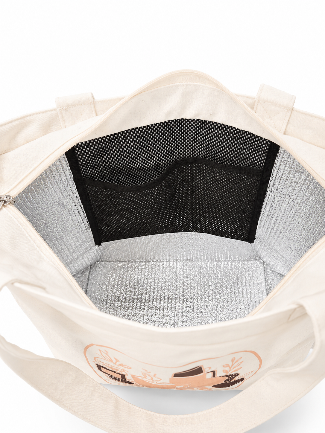 Bloom Picnic lunch tote interior mesh pocket detail