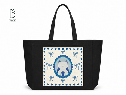 Blue Ribbon canvas tote bag - Extended Black | Bloom Bags BD
