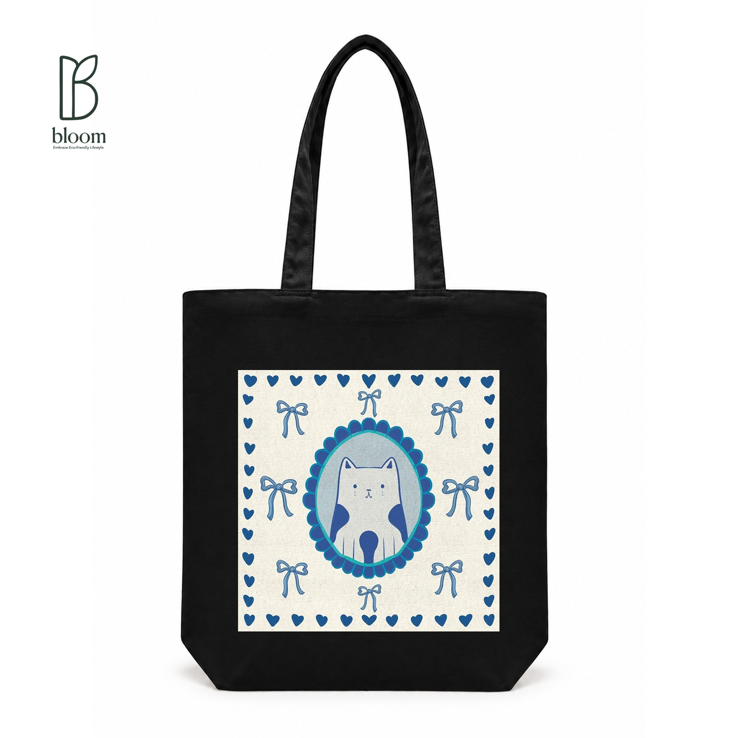 Blue Ribbon canvas tote bag - Regular Black | Bloom Bags BD