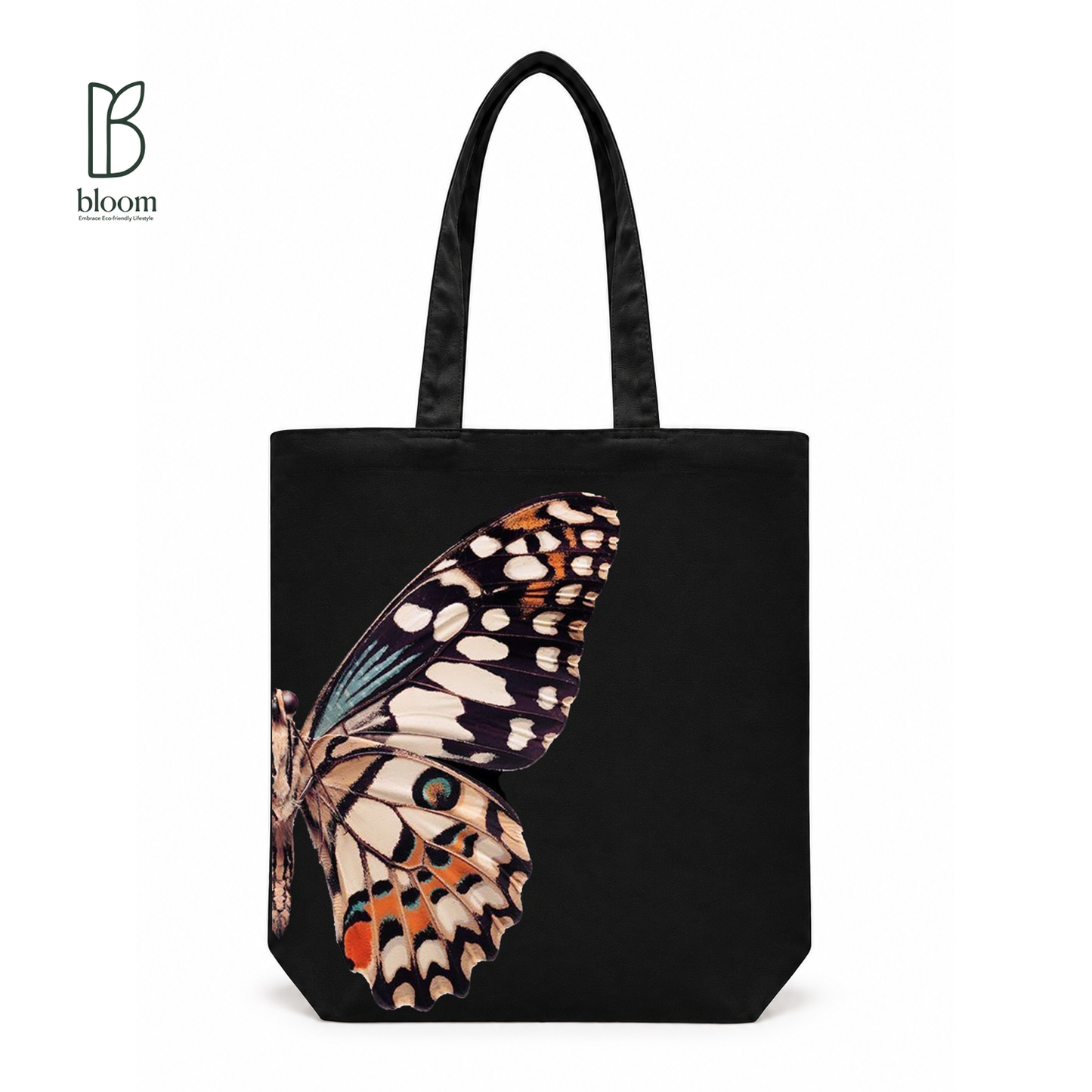 Butterfly Wing canvas tote bag - Regular Black | Bloom Bags BD