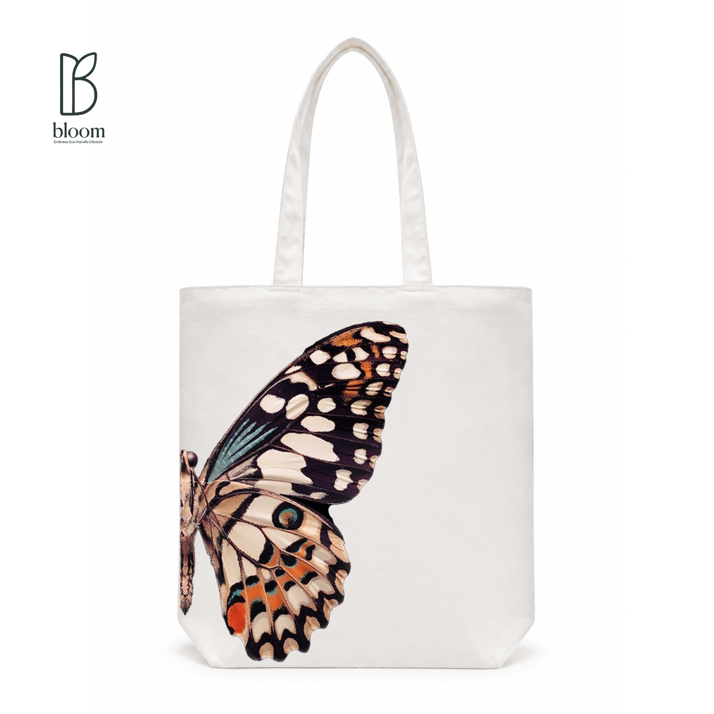 Butterfly Wing canvas tote bag - Regular White | Bloom Bags BD