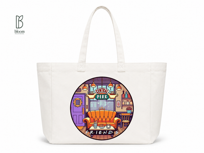 Central Perk canvas tote bag - Extended White | Bloom Bags BD