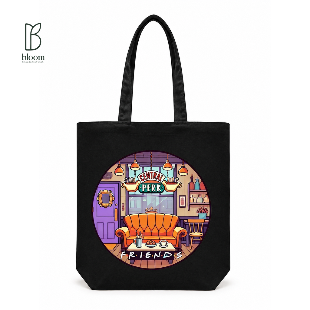 Central Perk canvas tote bag - Regular Black | Bloom Bags BD