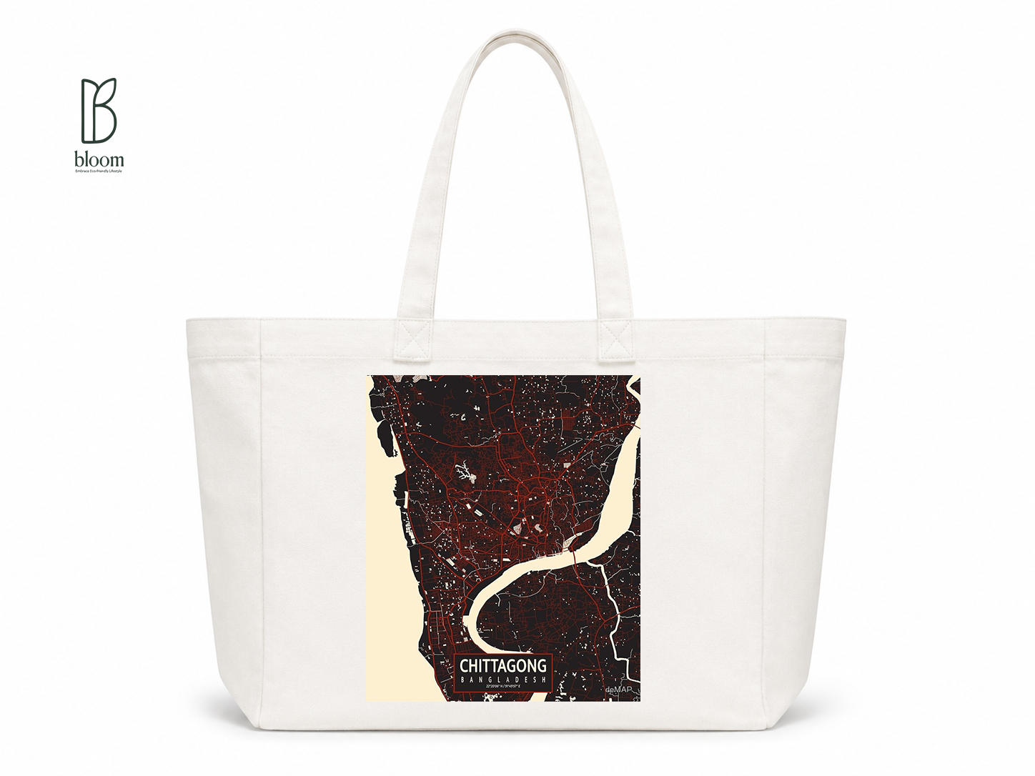 Chittagong City canvas tote bag - Extended White | Bloom Bags BD