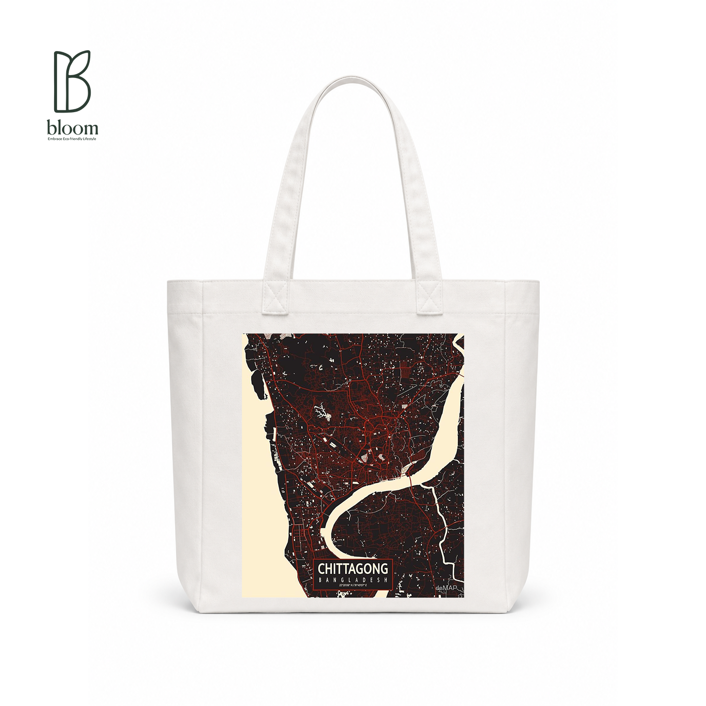 Chittagong City canvas tote bag - Square White | Bloom Bags BD