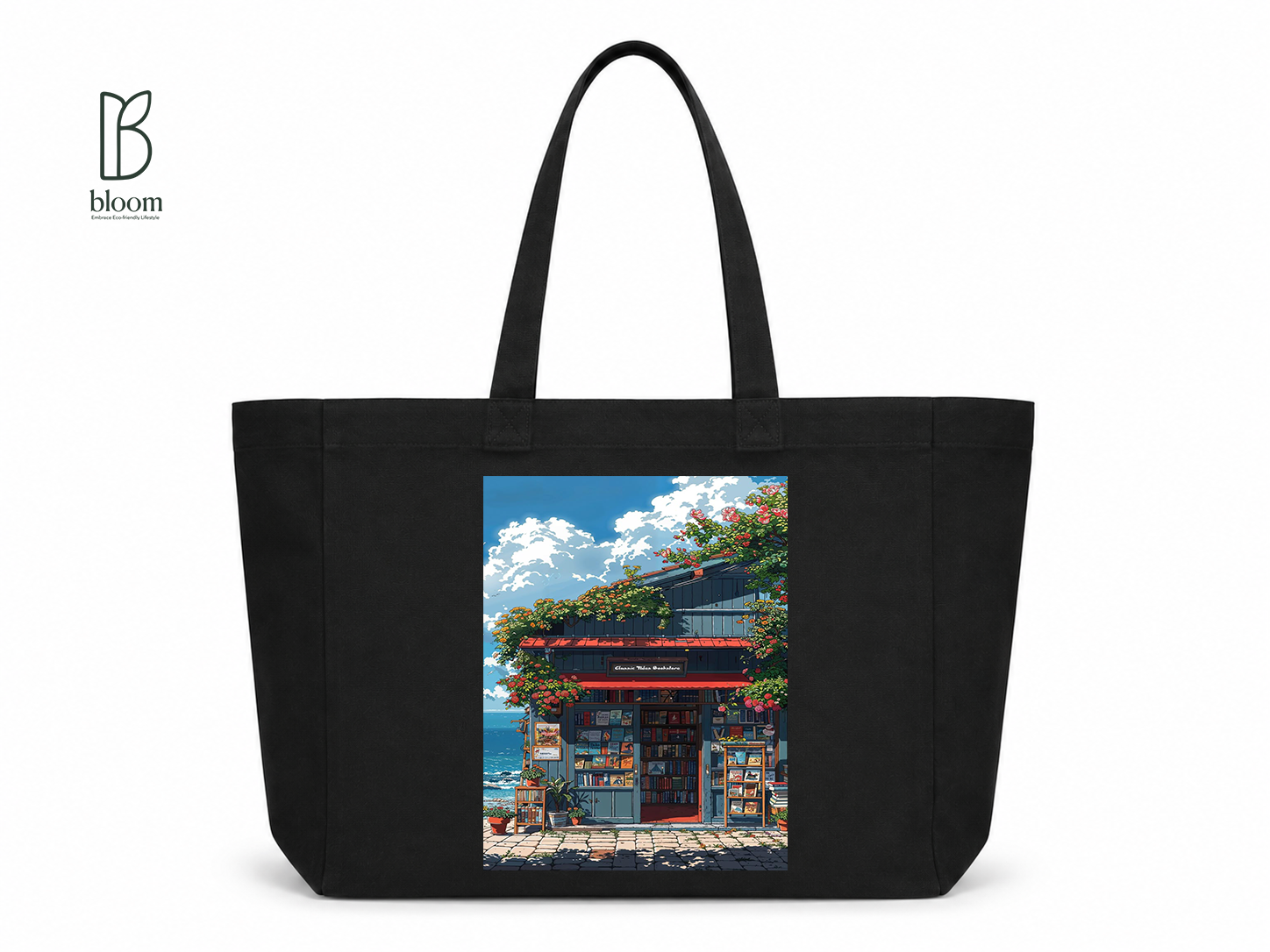 Classic Tides canvas tote bag - Extended Black | Bloom Bags BD