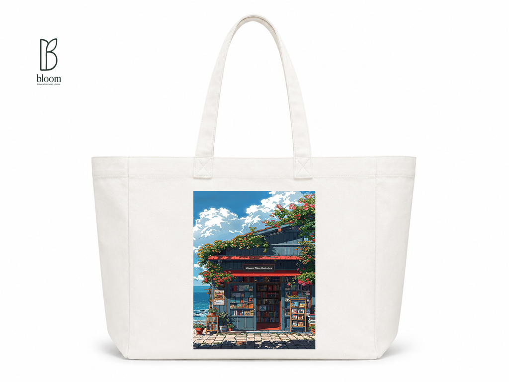 Classic Tides canvas tote bag - Extended White | Bloom Bags BD